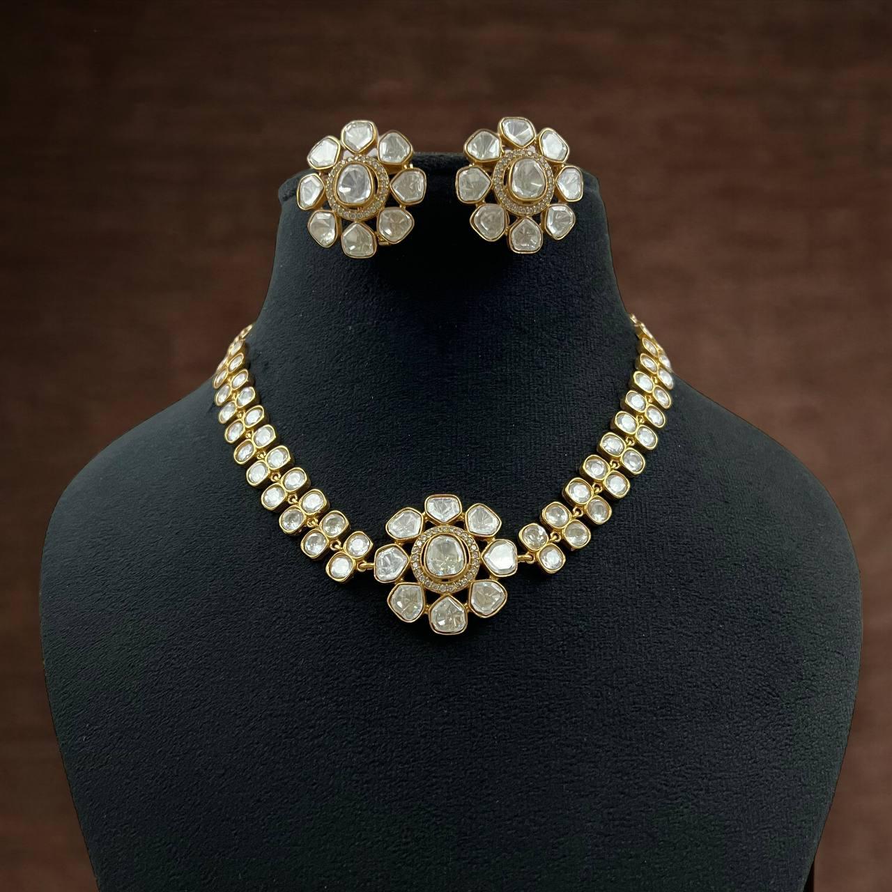 Moissanite Floral Necklace Set