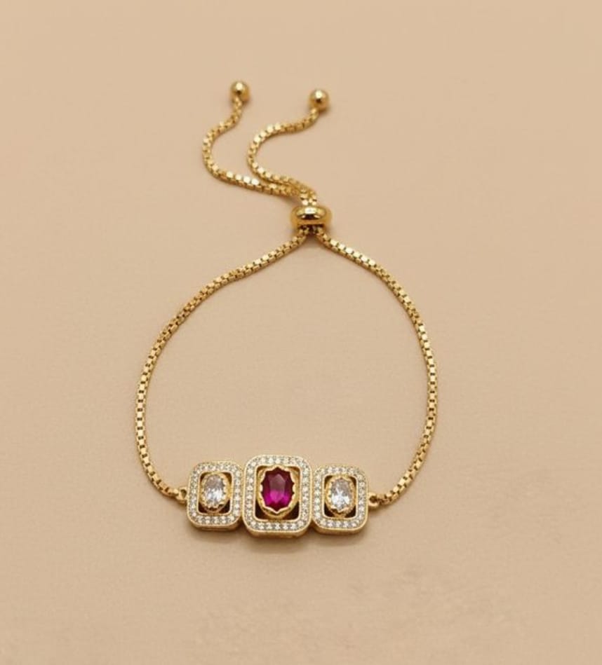 Ruby and CZ stone Gold plated Bracelet